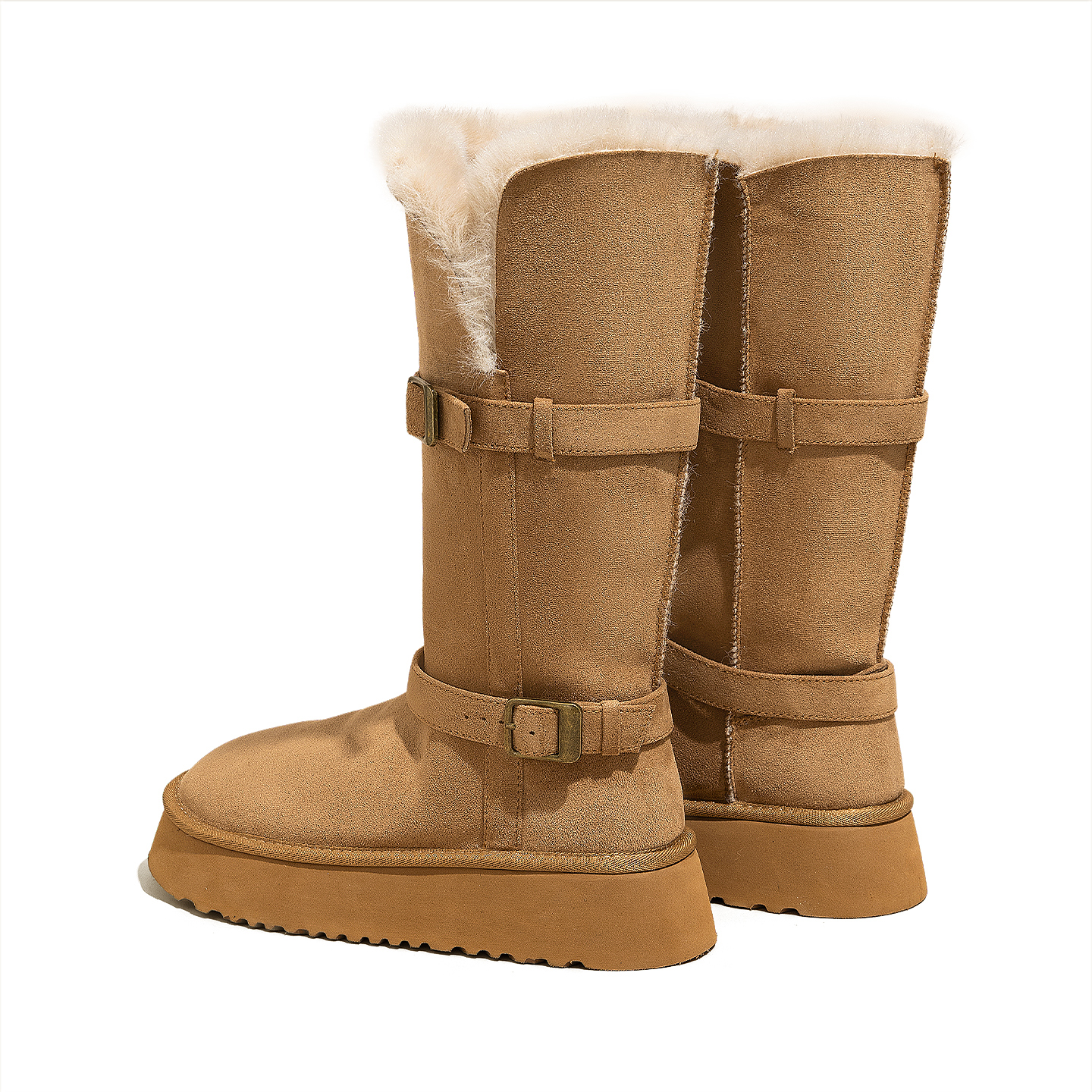 厚底高筒雪地靴女2025新款爆款冬鞋保暖加绒棉鞋增高毛毛长筒靴子 - 图0