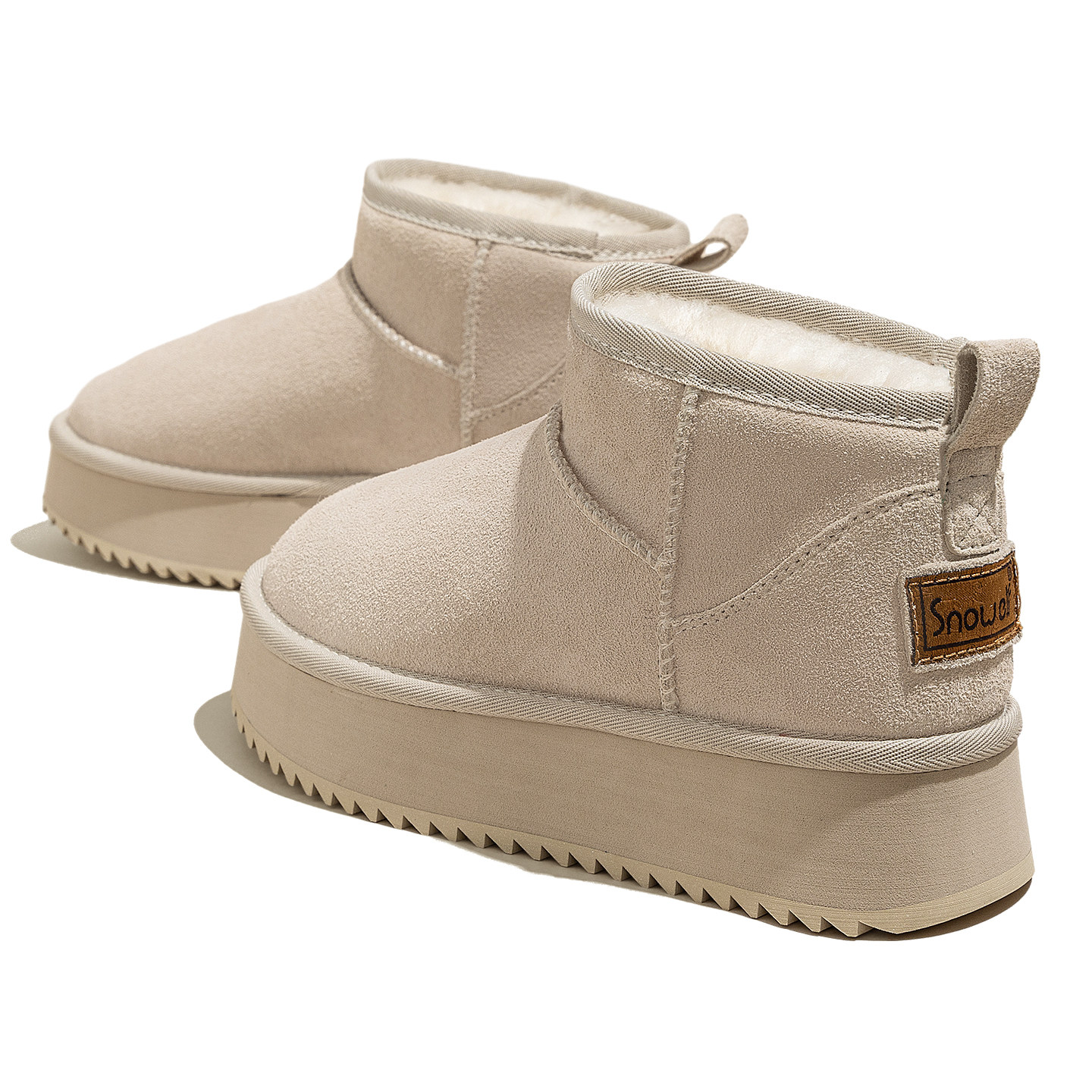 白色厚底加绒棉鞋女2025新款冬季保暖羊毛雪地靴厚底百搭增高鞋子,淘宝优惠券,粉丝福利购,淘宝优惠卷