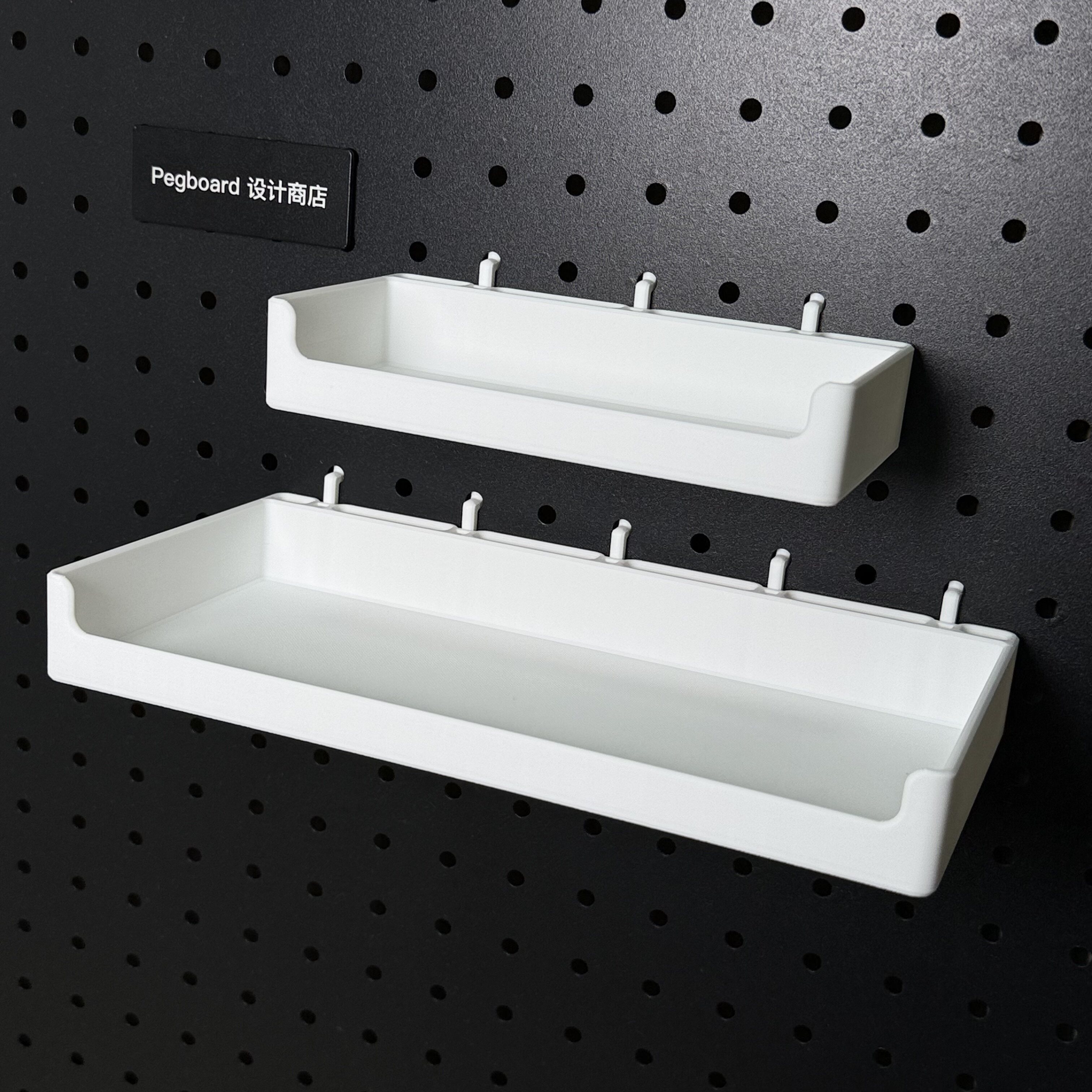 宜家洞洞板配件收纳置物盒圆孔洞洞板配件托盘支架方孔定制手办 - 图0