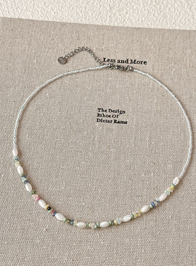 波西米亚风贝壳吊坠颈链小众设计米珠串珠项链海边度假锁骨链配饰