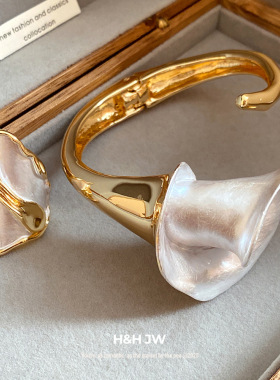 滴油不规则花朵开口手镯复古宫廷风简约时尚手环轻奢高级感手饰女