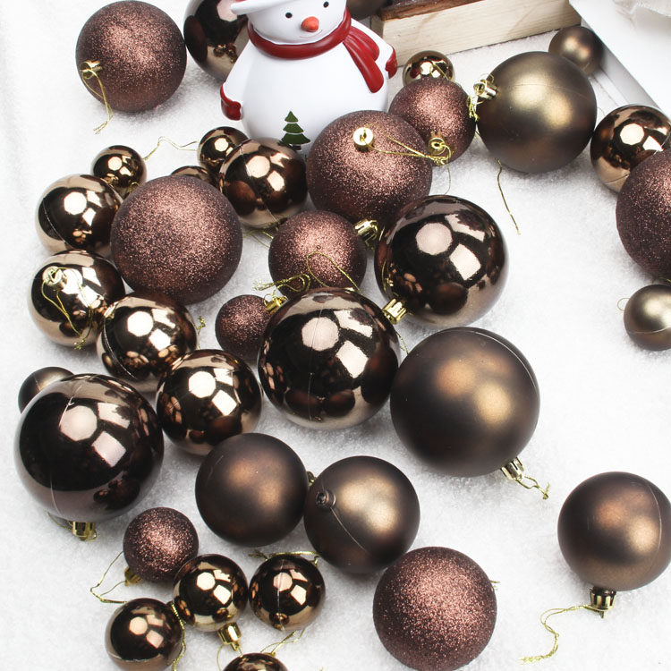 复古棕铜色闪粉圣诞球 咖啡色圣诞树装饰挂球4/6/8厘米挂球套装,淘宝优惠券,粉丝福利购,淘宝优惠卷