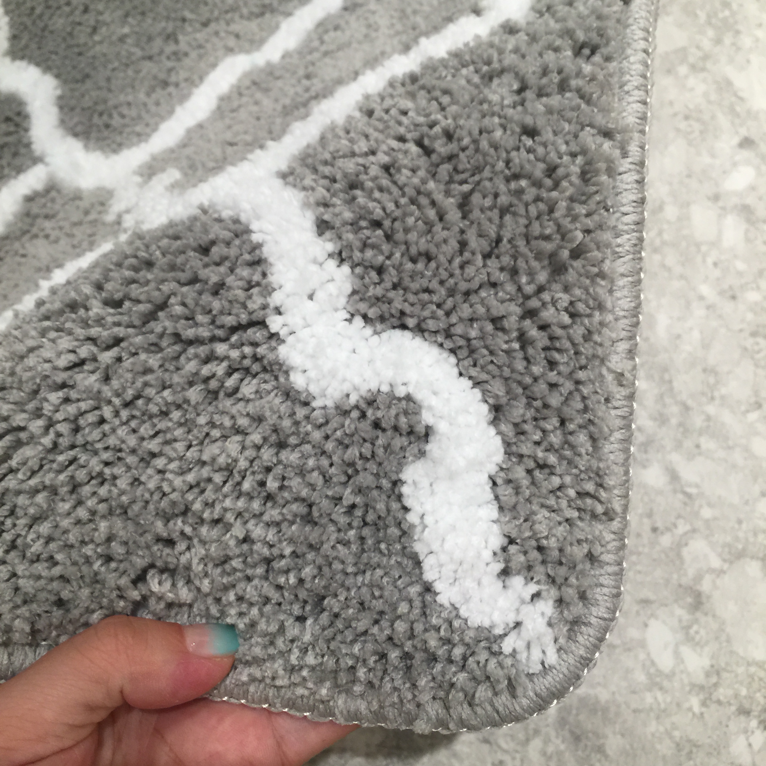 爱家居精选 极简灰色几何图案防滑地毯浴室卧室吸水地垫门垫 - 图0