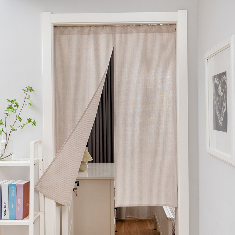 新品双面棉麻卧室门帘厨房卫生间帘子隔断玄关挂帘免定制打孔布帘,淘宝优惠券,粉丝福利购,淘宝优惠卷