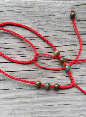 手工编织儿童成人男女高端翡翠绳子玉吊坠挂绳红绳黄金玉佩项链