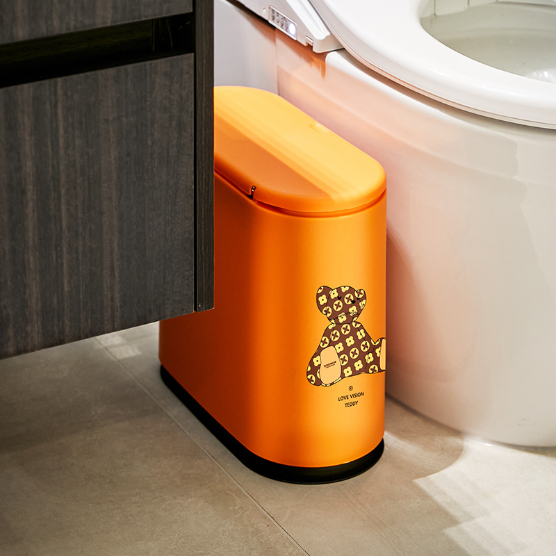 轻奢垃圾桶厕所卫生间夹缝家用大容量ins风创意带盖网红圾圾桶筒-图3