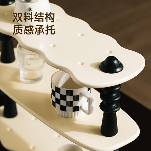 半岛良品杯子收纳置物架桌面水杯架吧台咖啡茶马克杯中古整理架子 - 图1