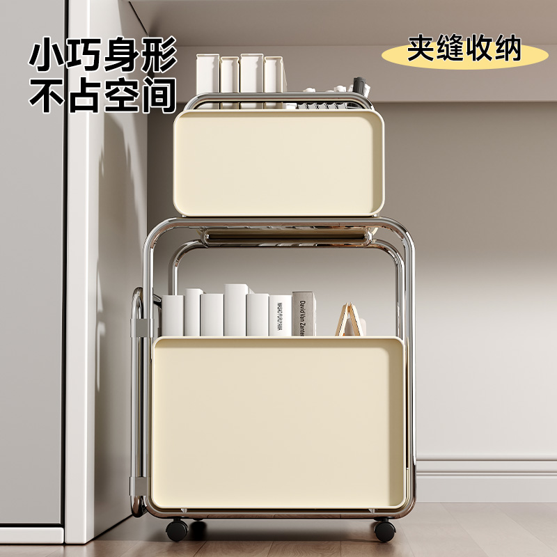 桌下置物架办公室收纳小推车工位神器带轮可移动放包文件整理筐Y