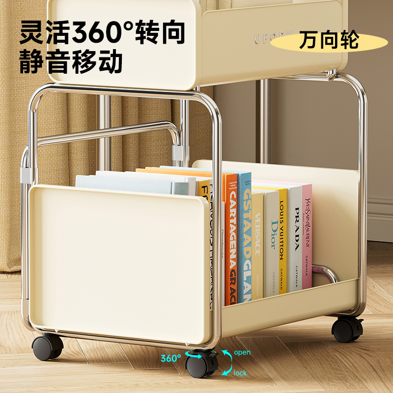 书包置物架可移动桌下收纳筐初中生可承重小推车书架落地放置Y