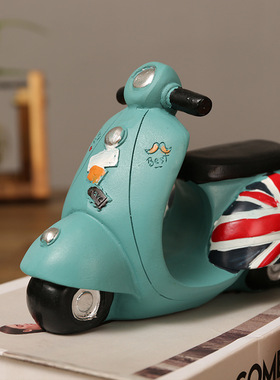 复古摩托车模型创意存钱罐摆件