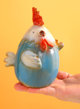 创意陶瓷窑变釉咕咕鸡存钱罐摆件