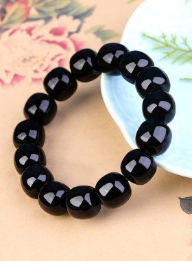 和田玉墨玉手链老型珠老钱风