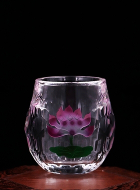 圣水杯透明水晶杯摆件莲花供水杯