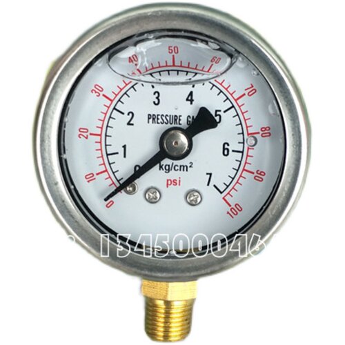 YN-40，40MM立式0－7KG/100PSI充油耐震压力表，水压表，液压表 - 图0