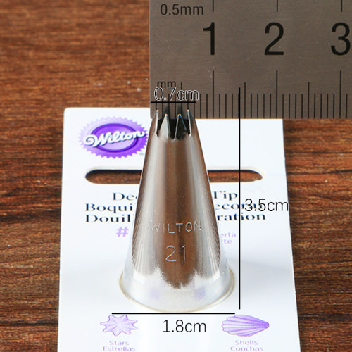 美国wilton惠尔通21号裱花嘴开放8齿星形裱花嘴小号蛋糕装饰