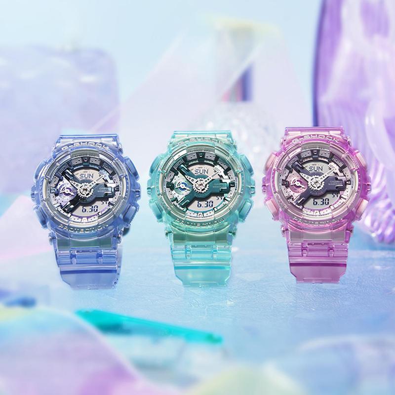 CASIO卡西欧G-SHOCK透明表带防水运动石英日韩女表GMA-S110VW-6A