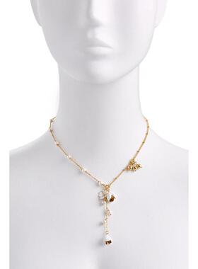 海外代购kate spade NEW YORK女士项链可调节龙虾扣黄铜珍珠