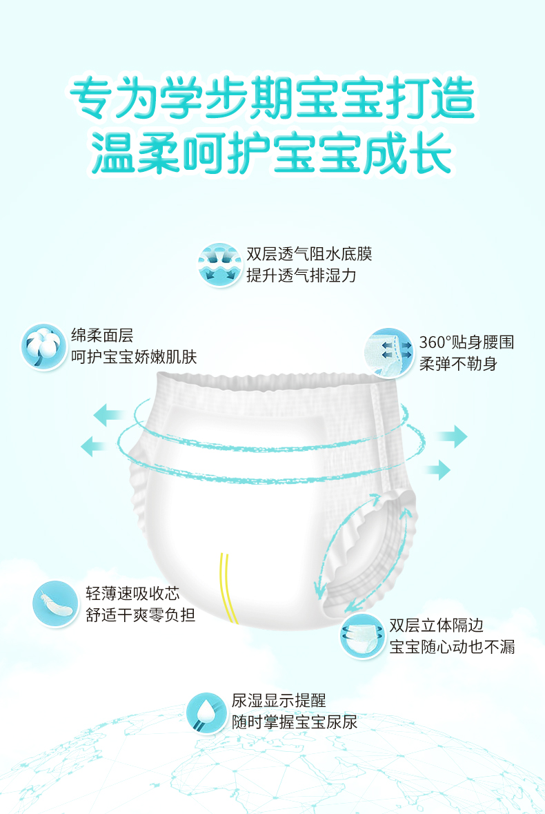 南极人纸尿裤铂金装婴儿尿不湿超薄透气拉拉裤柔软亲肤裤防侧漏 - 图0