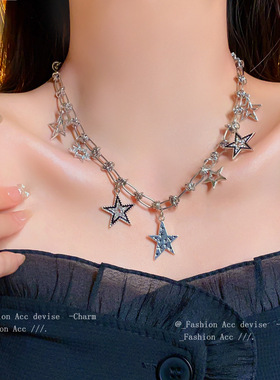 韩国个性星星镂空项链