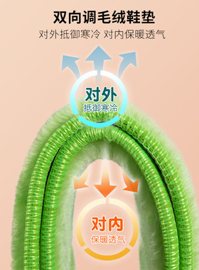 绿布绒冬季保暖鞋垫加厚吸汗防滑软底可机洗棉拖鞋家居外出雪地靴