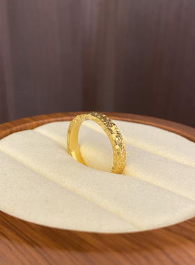 新中式国潮风满天星锤纹高闪碎冰冰三面戒指情侣素圈对戒