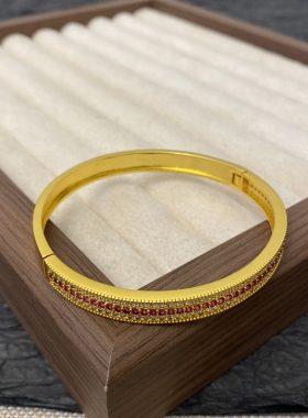 新中式国潮风古法点钻三排钻闪动蔷薇手镯卡扣可打开轻奢爆闪镯子