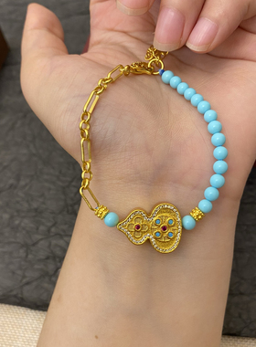 新中式国潮风古法点钻如意钱币葫芦手链四合如意福禄手链