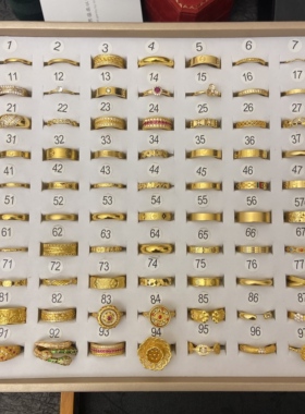 新中式国潮风精工闭口戒指素圈泥鳅背碎冰冰钱币福字马赛克指环戒