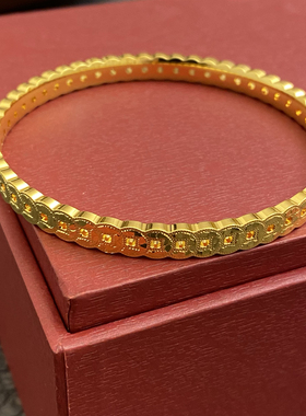 新中式国潮风古法碎冰冰钱币钱多多铜钱有钱必应岁岁多金闭口手镯