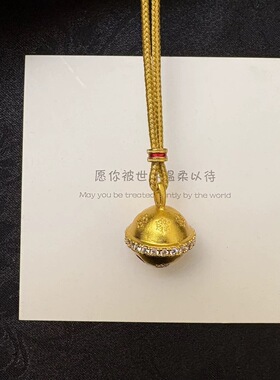 新中式国潮风古法点钻雪花铃铛吊坠项链好运金铃挂坠毛衣链送礼物