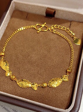 新中式爆闪碎冰冰小鱼项链蹦迪珠手链三只锦鲤手链精致女送礼物