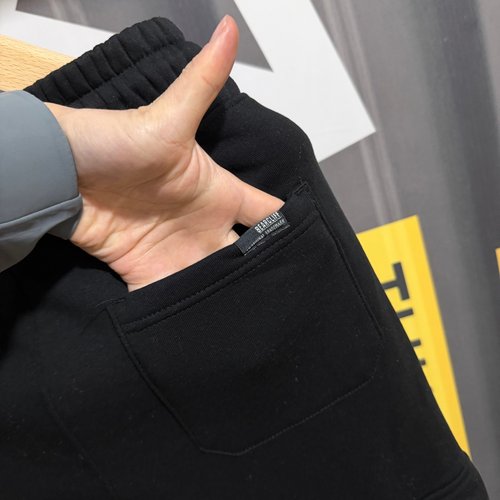 欧美单秋冬款加绒针织卫裤美式运动休闲长裤多口袋工装裤收脚裤男 - 图0