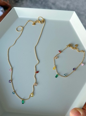 时尚吊坠彩钻锁骨链女