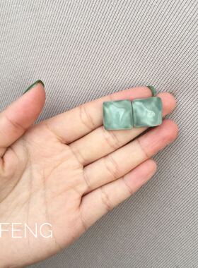 清新水波粼粼蓝色方形包邮耳钉