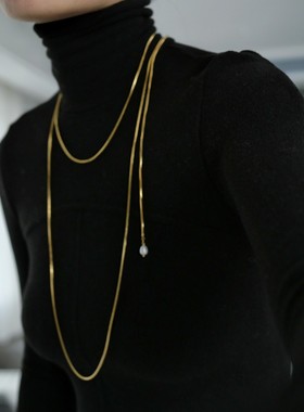 双层蛇骨链钛钢超长女