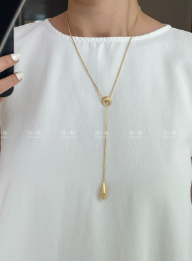 Y型水滴拉丝项链女长款毛衣链