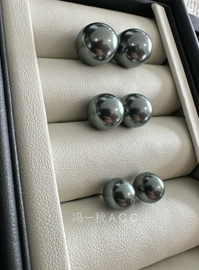 银灰色珍珠耳钉银针女韩