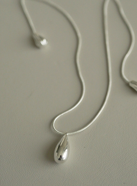 镀银抽拉调节长度中长链水滴项链