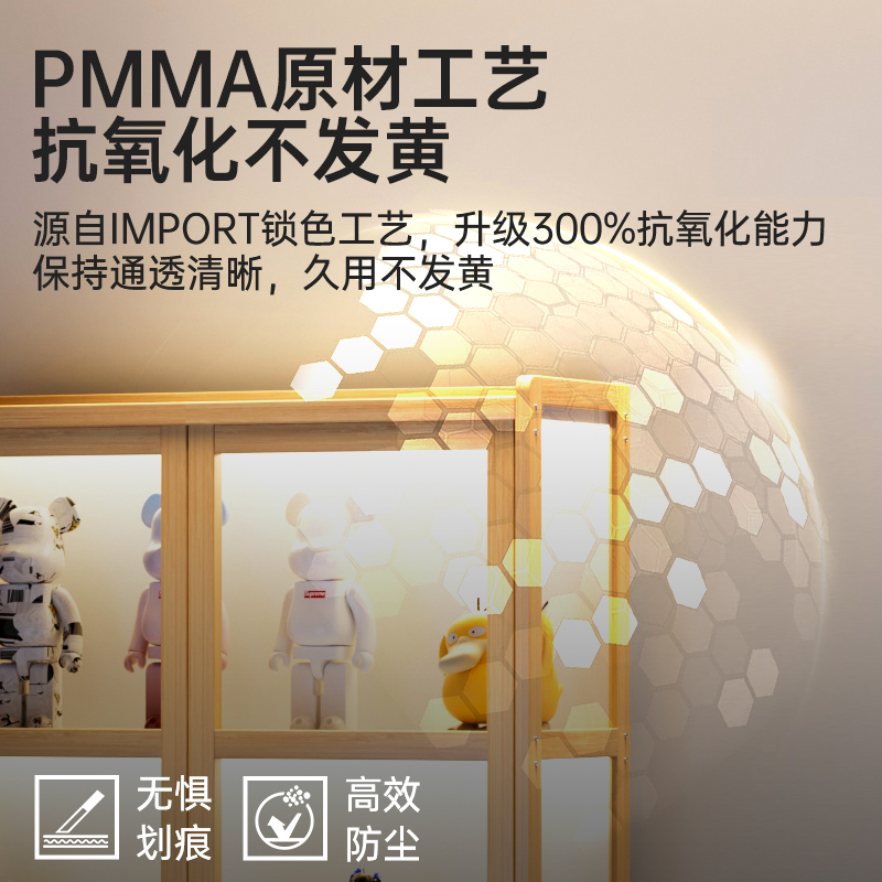 手办柜带锁带灯双开门手办收纳防尘展示架透明亚克力家用客厅储物 - 图2