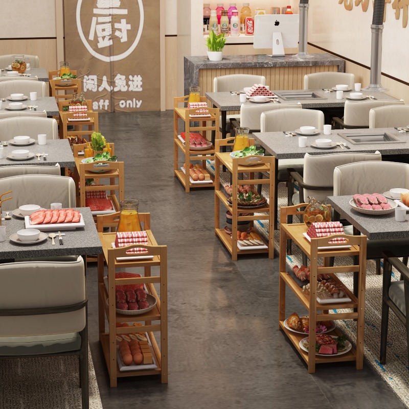 火锅店菜架子商用食材蔬菜置物架餐厅专用串串烧烤四层放配菜架子-图0