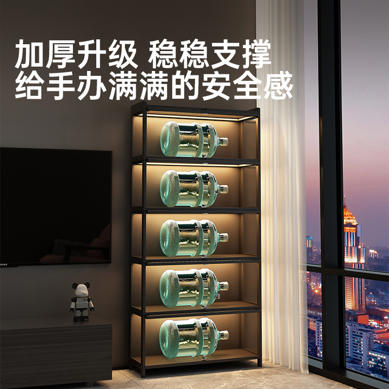 带锁带灯手办展示柜透明落地摆件柜子玩具盲盒收纳防尘礼品储物柜 - 图2