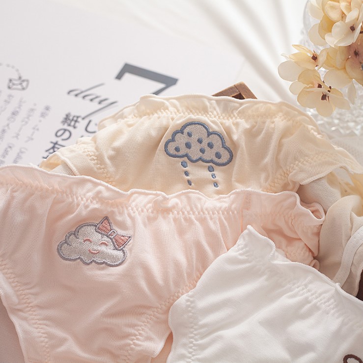 N604舒适女士低腰人棉面料透气甜美可爱刺绣女生内裤M/L/XL - 图2