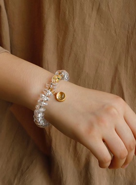 天然白水晶飞碟珠手链纯天然无加胶无打蜡