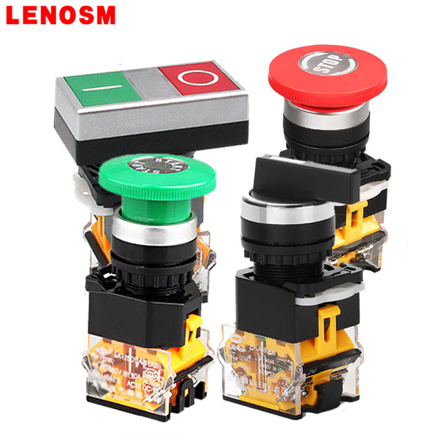 LA38 series LA125B button switch reset self-lock start start stop mushroom head emergency stop key knob flat button