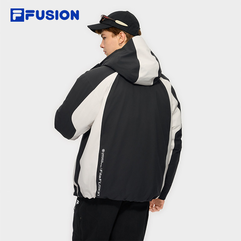 FILA FUSION斐乐潮牌羽绒服两件套男2025冬新款休闲拼色保暖外套