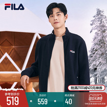 FILA File Sports Jacket Mens 2023 Autumn Winter New Casual Standout Collar Knit Cardiovert Jacket Running Blouse