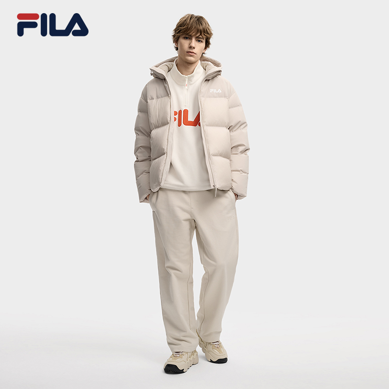 FILA RGB羽绒|斐乐男士羽绒服2025冬季新款运动保暖外套短款连帽