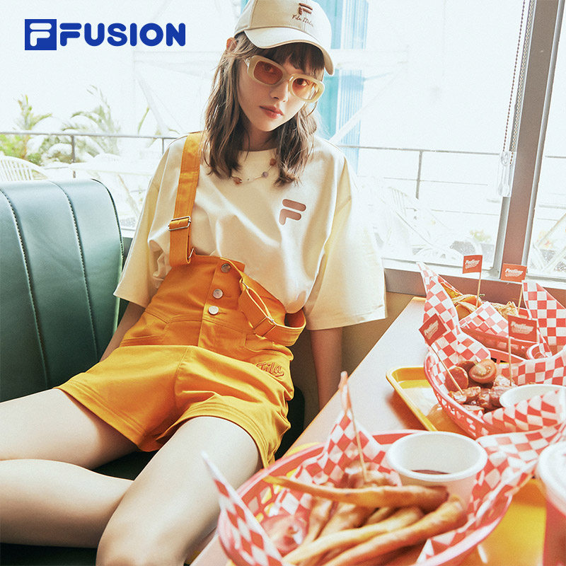 FILA FUSION斐乐潮牌短袖T恤情侣款夏季时尚宽松男女针织衫上衣潮,淘宝优惠券,粉丝福利购,淘宝优惠卷