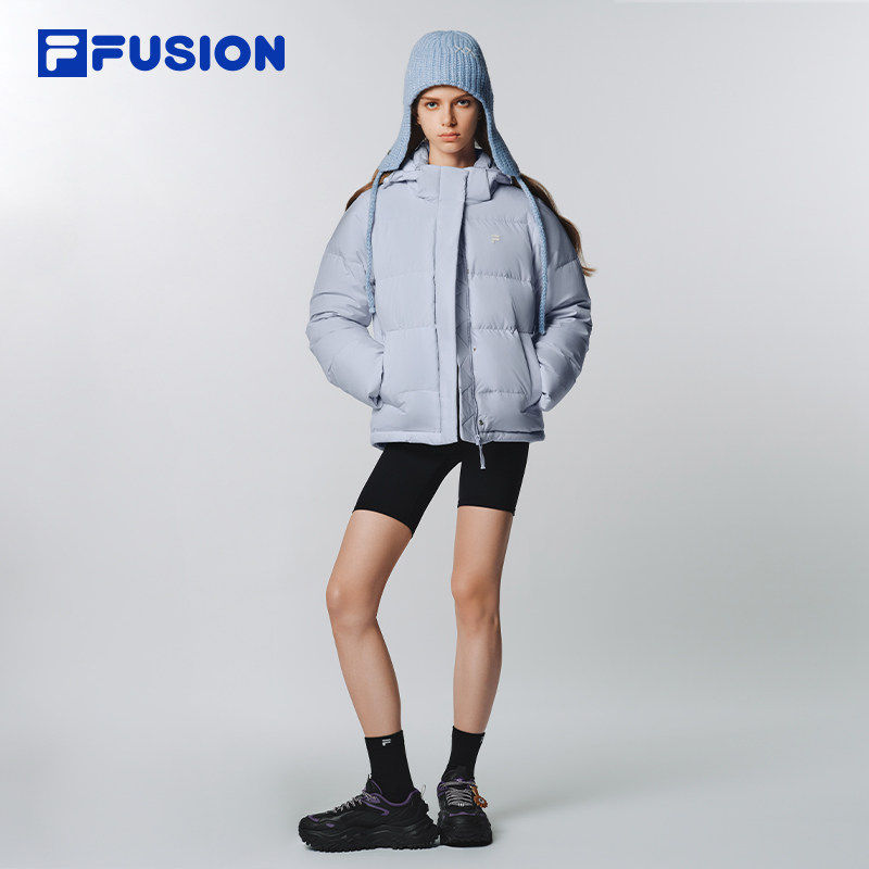 FILA FUSION斐乐潮牌羽绒服女2025冬季新款时尚休闲保暖连帽外套