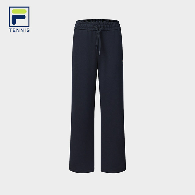 FILA official women's knitted trousers 2025 winter new tennis sports basic plus velvet straight pants